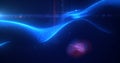 Blue glowing energy bright waves from small particles abstract background Royalty Free Stock Photo