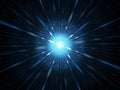 Blue glowing explosion in space, starburst Royalty Free Stock Photo