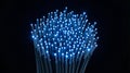 Blue glowing fiber optic cables bundle for data transmission Royalty Free Stock Photo