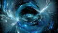 Blue glowing force field in space