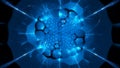 Blue glowing futuristic nanotechnology abstract background Royalty Free Stock Photo