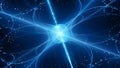 Blue glowing futuristic quantum hub abstract background