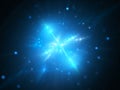Blue glowing interstellar object in space
