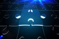 Blue glowing jigsaw piece on puzzle Royalty Free Stock Photo