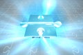 Blue glowing jigsaw piece on puzzle Royalty Free Stock Photo