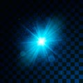 Blue glowing light glitter effect on transparent background. Magical star dust sparks light effect in explosion. Vector Illustrati