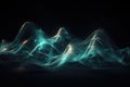 Blue glowing linear soundwaves abstract futuristic background. Generative AI