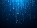 Blue glowing lines falling, digital data stream abstract background Royalty Free Stock Photo