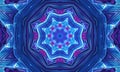 Blue glowing mandala fractal, computer generated abstract background Royalty Free Stock Photo