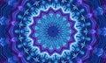 Blue glowing mandala fractal, computer generated abstract background Royalty Free Stock Photo