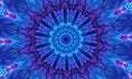 Blue glowing mandala fractal, computer generated abstract background Royalty Free Stock Photo