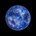 Blue glowing mysterious exoplanet isolated on black Royalty Free Stock Photo