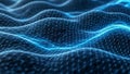 Blue glowing network grid with interconnected nodes and flowing lines technology connection Royalty Free Stock Photo
