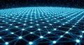 Blue Glowing Neural Network with Interconnected Digital Data Points and Cyber Information Web Royalty Free Stock Photo