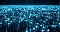Blue Glowing Neural Network with Interconnected Digital Data Points and Cyber Information Web Royalty Free Stock Photo