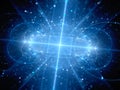 Blue glowing new hardware technology in space