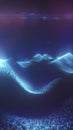 Blue glowing particle waves forming an abstract digital landscape, representing data flow and futuristic energy fields Royalty Free Stock Photo