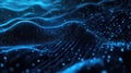 Blue glowing particles forming digital data waves Royalty Free Stock Photo