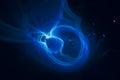 Blue glowing plasma force field in space
