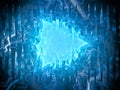 Blue glowing plasma triangle alien technology
