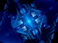 Blue glowing quantum computer