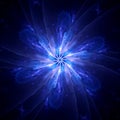 Blue glowing quantum particle fractal in space