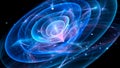 Blue glowing quantum waves in space abstract background Royalty Free Stock Photo