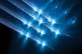 Blue glowing quantum weapon abstract background