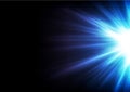 Blue glowing shiny rays abstract background