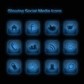 Blue Glowing Social Media Icons Royalty Free Stock Photo