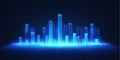 Blue glowing sound wave visualization with digital bars and futuristic design Royalty Free Stock Photo