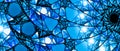 Blue glowing stained glass 8k widescreen background