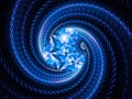 Blue glowing stained glass spiral fractal