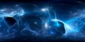 Blue glowing surfaces in space 360 degree panorama Royalty Free Stock Photo