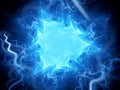 Blue glowing triangle plasma field in space Royalty Free Stock Photo