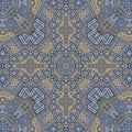 Blue gold african motifs Namibia geometric seamless pattern vector design