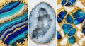 Blue and gold agate geode crystal art image Royalty Free Stock Photo