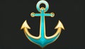 blue gold anchor on a black background Royalty Free Stock Photo