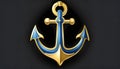 blue gold anchor on a black background Royalty Free Stock Photo