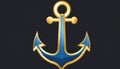 blue gold anchor on a black background Royalty Free Stock Photo