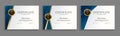 Blue and gold Certificate of achievement template set Background with gold badge and border. Award diploma design blank Royalty Free Stock Photo