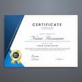 Blue and gold certificate of appreciation, luxury multipurpose certificate design with badge