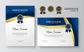 Blue and gold certificate template. Modern blue certificate award or diploma template set of portrait and landscape design. Suit Royalty Free Stock Photo