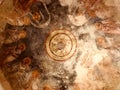 The blue and gold Christian ceiling of St. Nicholas Church in Myra points our soul to heaven and shows the Christian Wheel