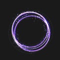 Blue gold circle light effect with round glowing elements, particles and stars on dark background. Shiny glamour design Royalty Free Stock Photo