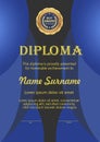 Blue and gold color diploma template