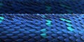 Blue and gold dragon reptile fish snake skales squama pattern backround. dragon skin 3d rendered background Royalty Free Stock Photo