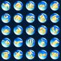 Blue and gold exotic vacation icons