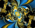 Blue gold fantasy fractal flowery abstract geometries, vivid texture Royalty Free Stock Photo