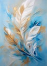 Blue and gold feather painting